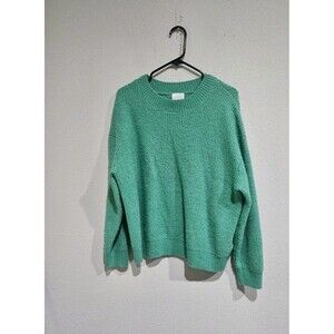 H&M Long Sleeve Loose Knit Green Pullover Outerwear Wool Blend Winter Sweater XL